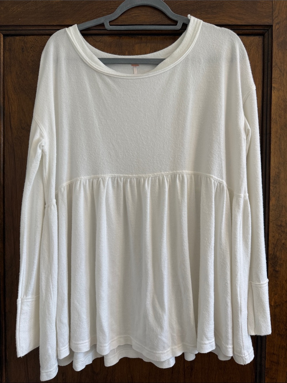 Free People Cream Long-Sleeve Peplum Tunic